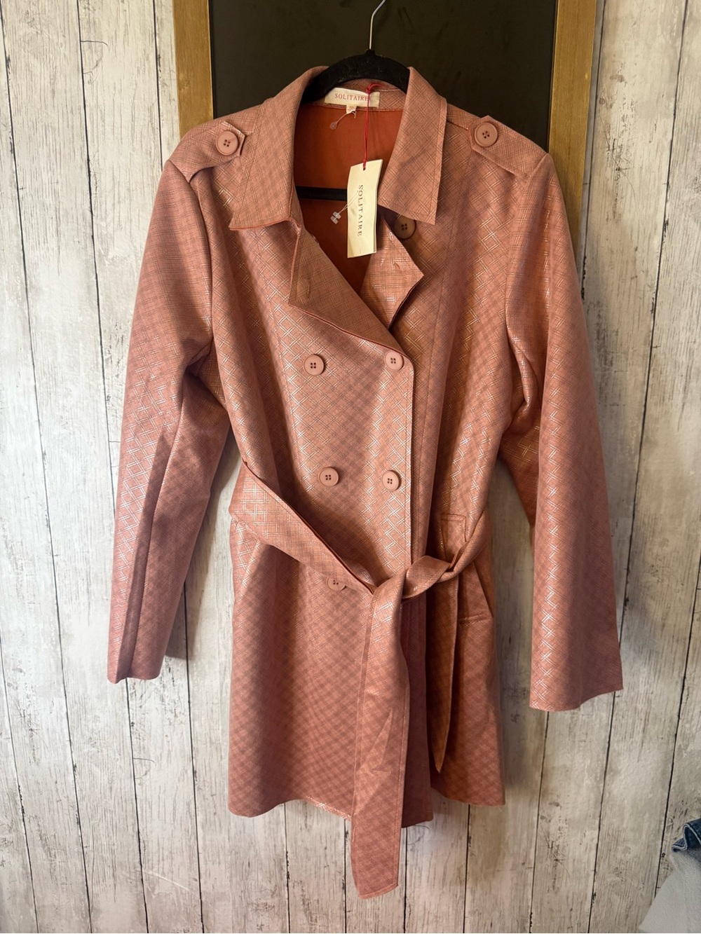 Solitaire Orange Color Patterned Jacket W/ Tie Waist NWT Size XL